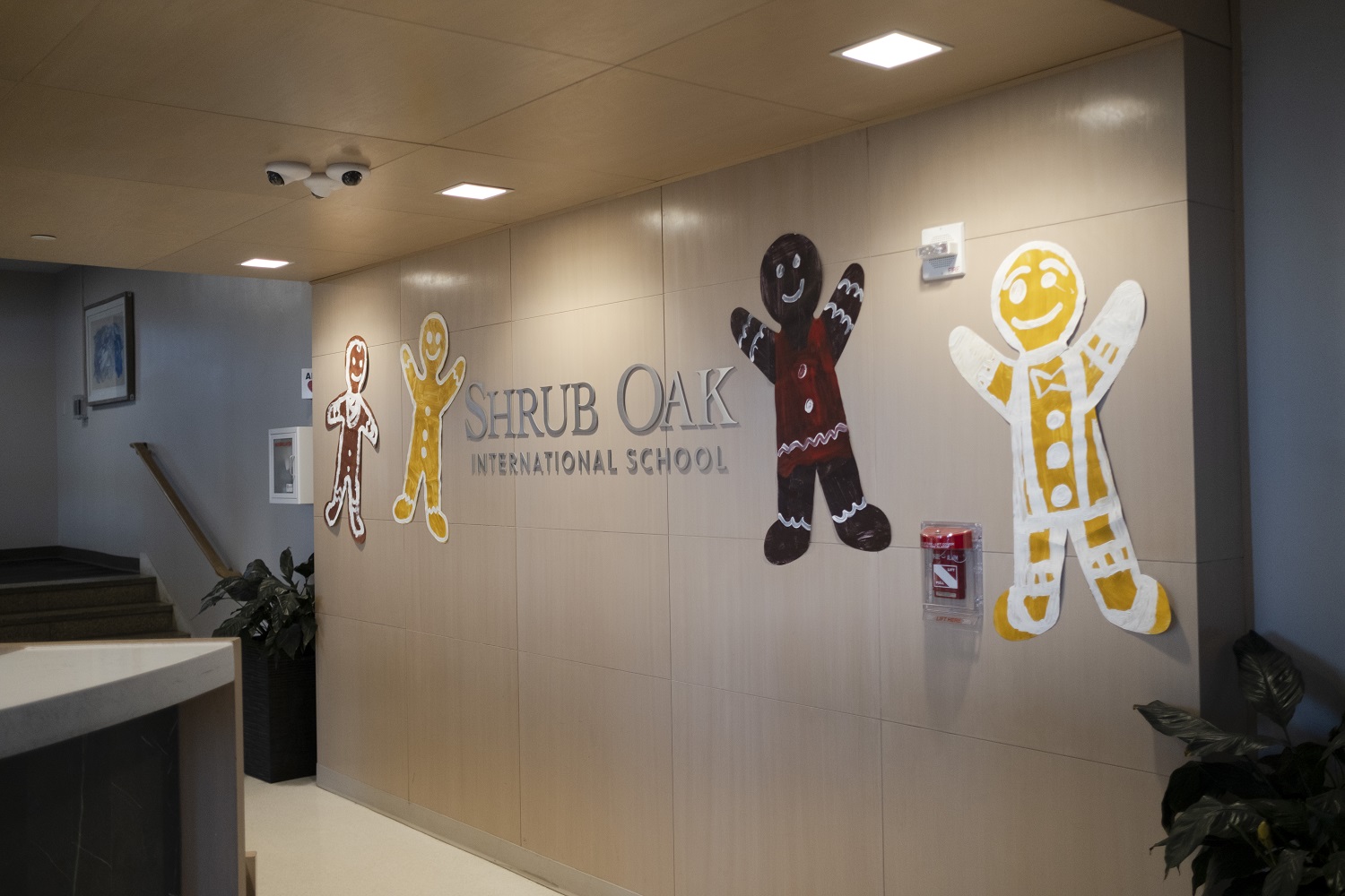 New York school abuse investigation: the lobby of Shrub Oak school with childlike imagery around it