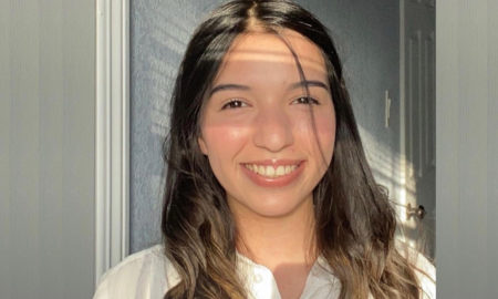 hands on summer science program for underserved youth pivoted online: headshot of smiling female student with long dark hair wearing white top