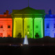 Title IX changes: White House in evening, Washington, DC with Rainbow Flag projected onto it, symbolizing screen court decision for the right of LGBT (Lesbians, Gays, Bisexuals and Trans-genders to marry).