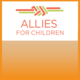 job Listing: Allies for Children logo orange text and orange with avocado green graphic on white